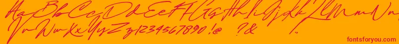 Maddison Signature DEMO Font – Red Fonts on Orange Background