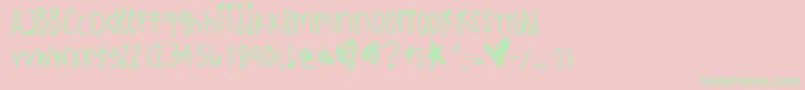 Justkidding-fontti – vihreät fontit vaaleanpunaisella taustalla
