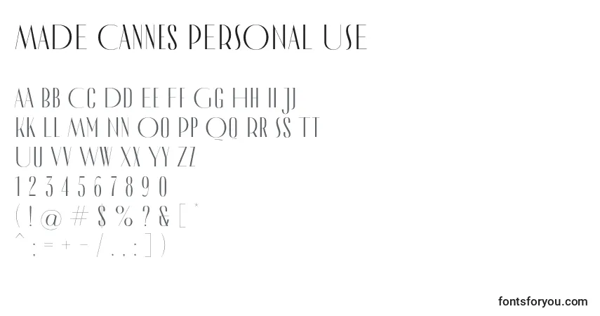 Schriftart MADE Cannes PERSONAL USE – Alphabet, Zahlen, spezielle Symbole