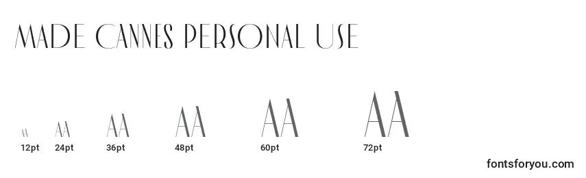 MADE Cannes PERSONAL USE Font Sizes