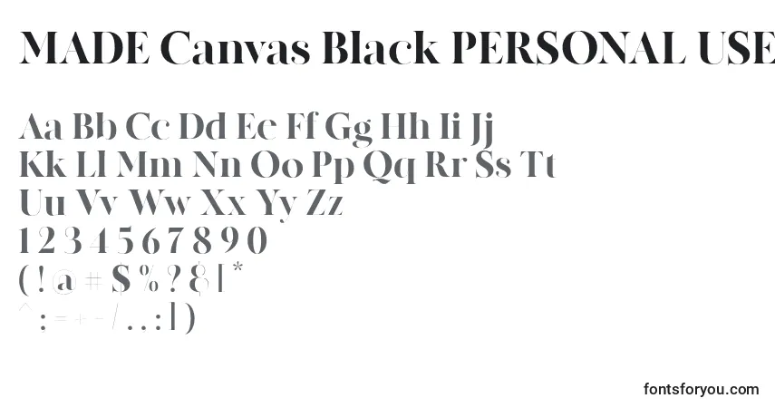 Schriftart MADE Canvas Black PERSONAL USE – Alphabet, Zahlen, spezielle Symbole