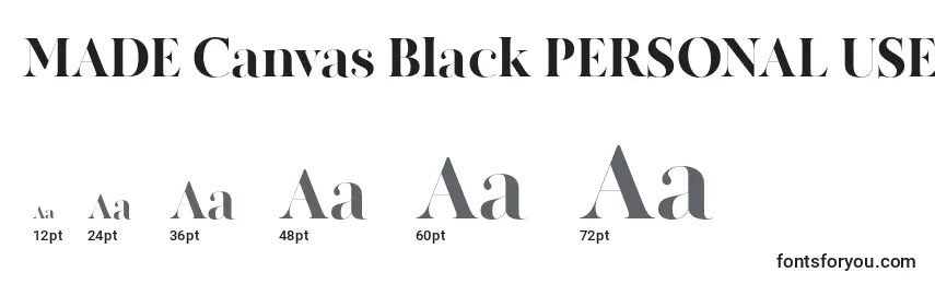 Размеры шрифта MADE Canvas Black PERSONAL USE