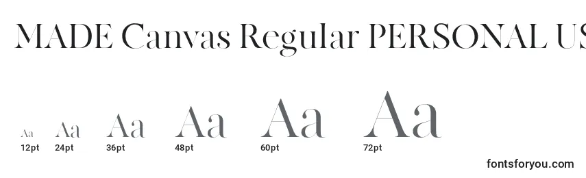 MADE Canvas Regular PERSONAL USE Font Sizes