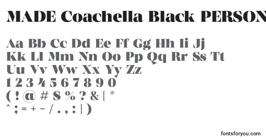 Schriftart MADE Coachella Black PERSONAL USE – Alphabet, Zahlen, spezielle Symbole