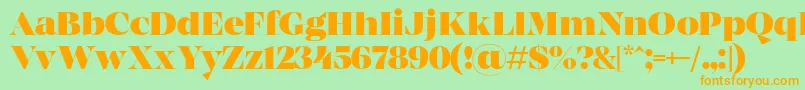 Weitere Informationen zur MADE Coachella Black PERSONAL USE-Schriftart MADE Coachella Black PERSONAL USE-Schriftart – Orangefarbene Schriften auf grünem Hintergrund