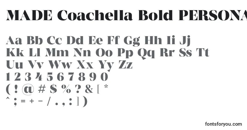 Schriftart MADE Coachella Bold PERSONAL USE – Alphabet, Zahlen, spezielle Symbole