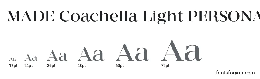 Размеры шрифта MADE Coachella Light PERSONAL USE