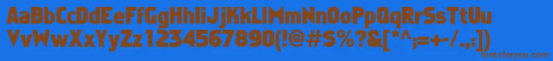 Weitere Informationen zur FaktosBold-Schriftart FaktosBold-Schriftart – Braune Schriften auf blauem Hintergrund