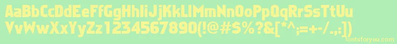 フォントFaktosBold – 黄色の文字が緑の背景にあります