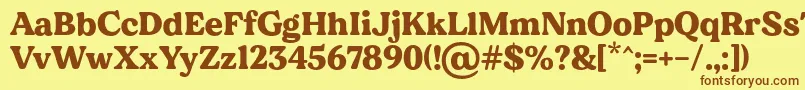 フォントMADE Dillan PERSONAL USE – 茶色の文字が黄色の背景にあります。