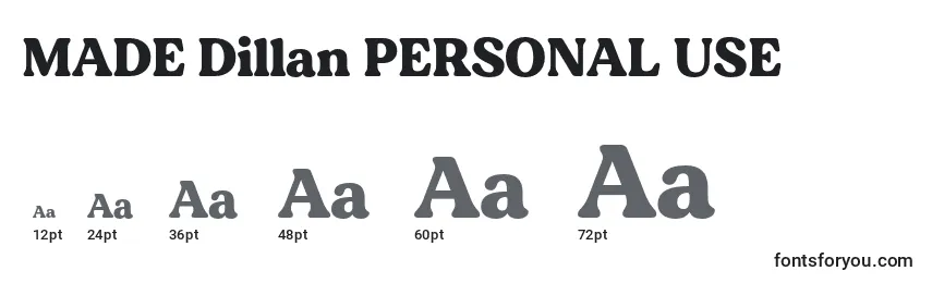 MADE Dillan PERSONAL USE Font Sizes