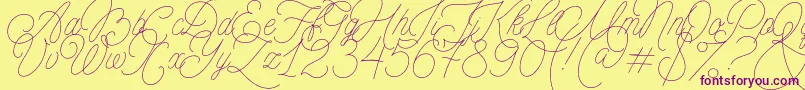 MADE Florence Script PERSONAL USE-Schriftart – Violette Schriften auf gelbem Hintergrund