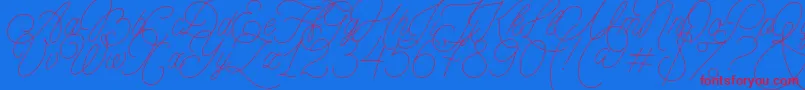 MADE Florence Script PERSONAL USE-Schriftart – Rote Schriften auf blauem Hintergrund