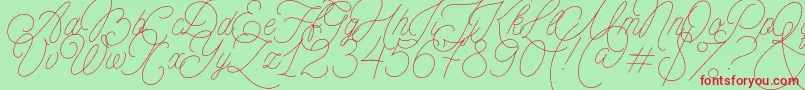 Fonte MADE Florence Script PERSONAL USE – fontes vermelhas em um fundo verde