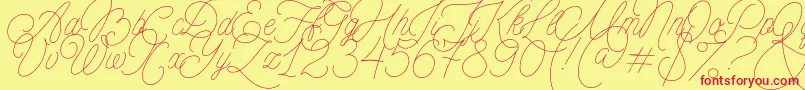 フォントMADE Florence Script PERSONAL USE – 赤い文字の黄色い背景