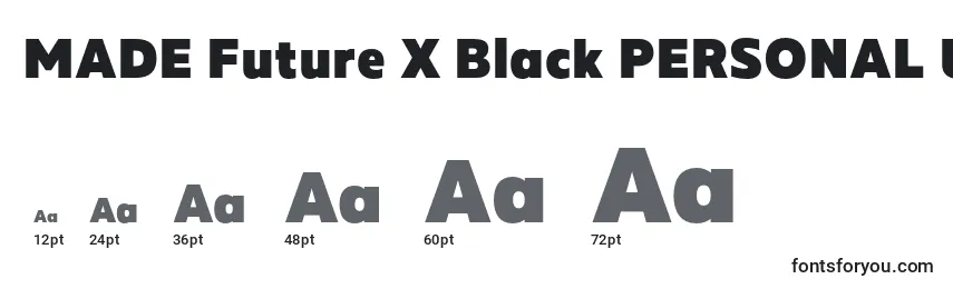 Размеры шрифта MADE Future X Black PERSONAL USE