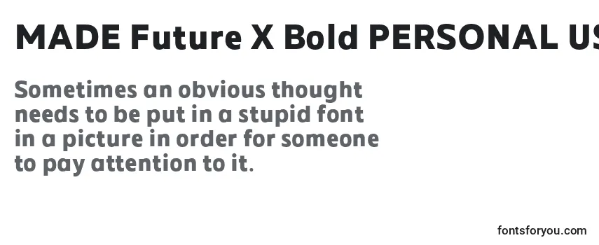 Überblick über die Schriftart MADE Future X Bold PERSONAL USE