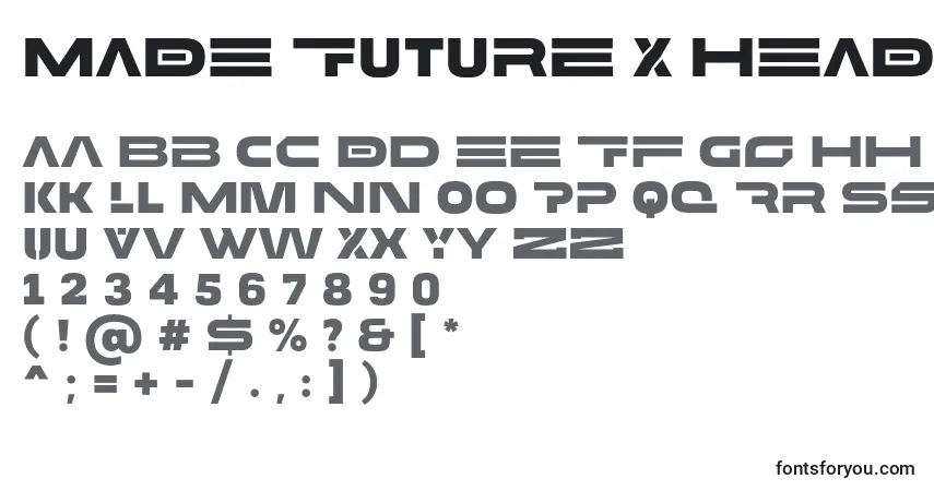 A fonte MADE Future X HEADER Black PERSONAL USE – alfabeto, números, caracteres especiais