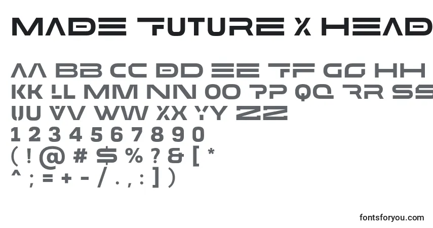 Czcionka MADE Future X HEADER Bold PERSONAL – alfabet, cyfry, specjalne znaki