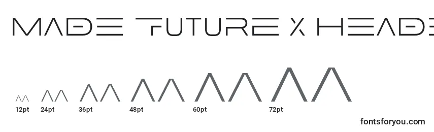 Размеры шрифта MADE Future X HEADER Light PERSONAL USE