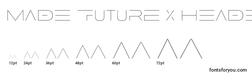 Размеры шрифта MADE Future X HEADER Line PERSONAL USE