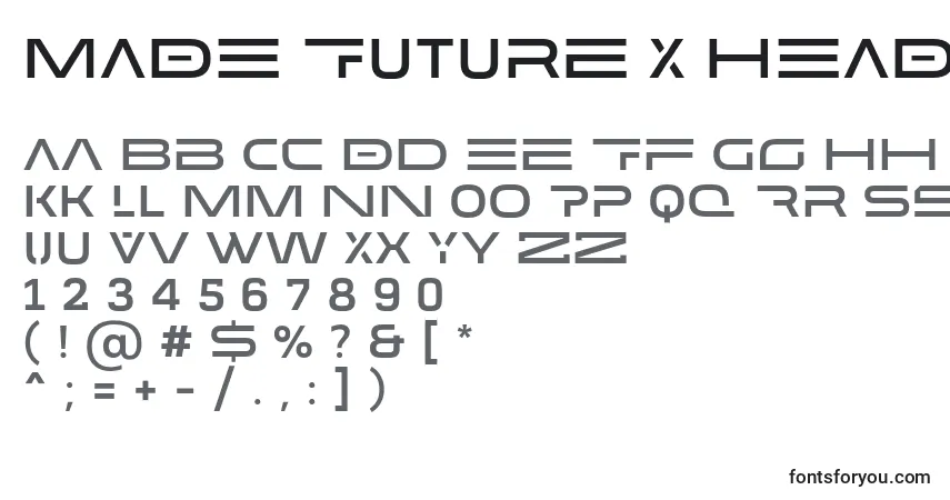 Schriftart MADE Future X HEADER Medium PERSONAL USE – Alphabet, Zahlen, spezielle Symbole