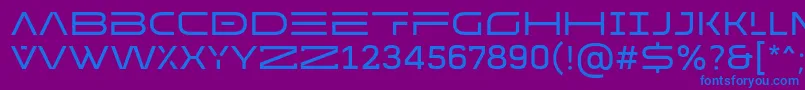 Czcionka MADE Future X HEADER Regular PERSONAL USE – niebieskie czcionki na fioletowym tle