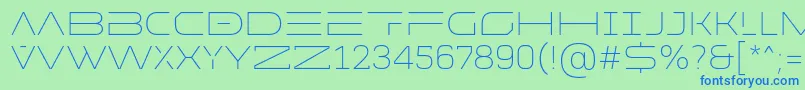 Czcionka MADE Future X HEADER Thin PERSONAL USE – niebieskie czcionki na zielonym tle