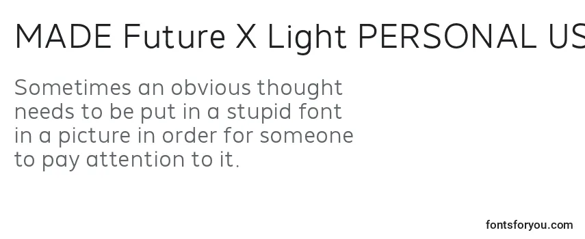Überblick über die Schriftart MADE Future X Light PERSONAL USE