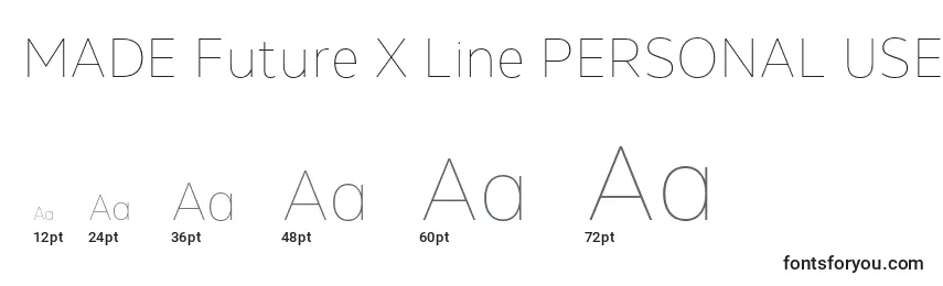Размеры шрифта MADE Future X Line PERSONAL USE