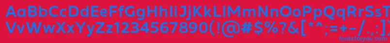 MADE Future X Medium PERSONAL USE-Schriftart – Blaue Schriften auf rotem Hintergrund