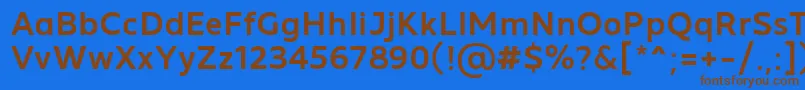 MADE Future X Medium PERSONAL USE-Schriftart – Braune Schriften auf blauem Hintergrund