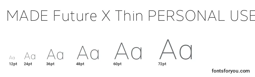 Größen der Schriftart MADE Future X Thin PERSONAL USE