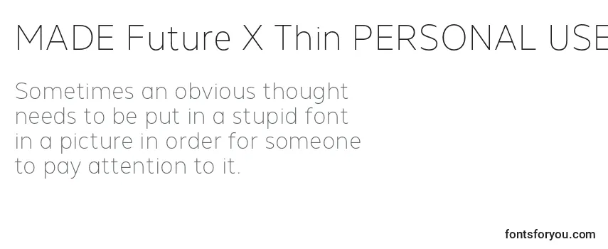 Schriftart MADE Future X Thin PERSONAL USE