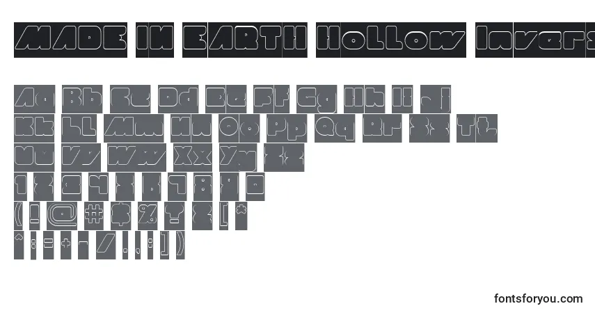 Czcionka MADE IN EARTH Hollow Inverse – alfabet, cyfry, specjalne znaki