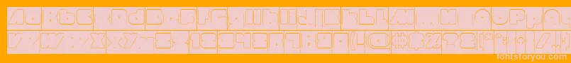 MADE IN EARTH Hollow Inverse Font – Pink Fonts on Orange Background