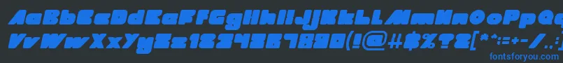 フォントMADE IN EARTH Italic – 黒い背景に青い文字