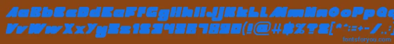 フォントMADE IN EARTH Italic – 茶色の背景に青い文字