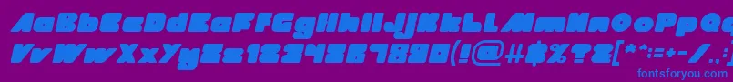MADE IN EARTH Italic-Schriftart – Blaue Schriften auf violettem Hintergrund