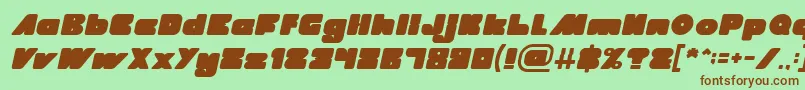 フォントMADE IN EARTH Italic – 緑の背景に茶色のフォント