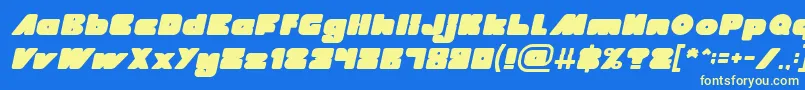 フォントMADE IN EARTH Italic – 黄色の文字、青い背景