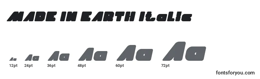 Размеры шрифта MADE IN EARTH Italic