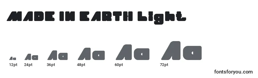 Размеры шрифта MADE IN EARTH Light