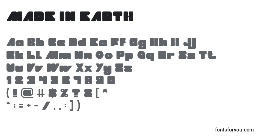 A fonte MADE IN EARTH – alfabeto, números, caracteres especiais