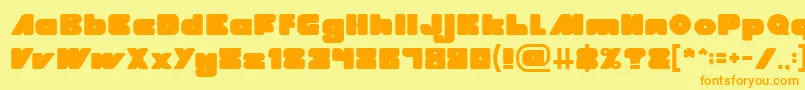 フォントMADE IN EARTH – オレンジの文字が黄色の背景にあります。