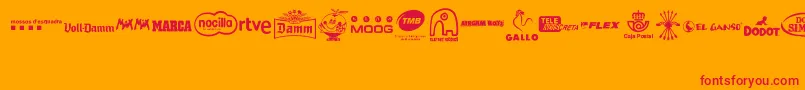MADE IN SPAIN 2-Schriftart – Rote Schriften auf orangefarbenem Hintergrund