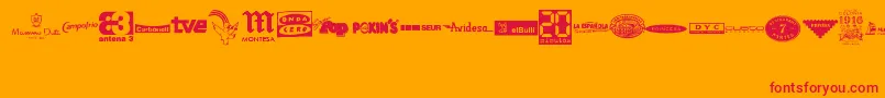 MADE IN SPAIN 3-Schriftart – Rote Schriften auf orangefarbenem Hintergrund