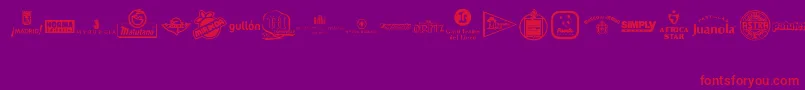 MADE IN SPAIN 5-Schriftart – Rote Schriften auf violettem Hintergrund