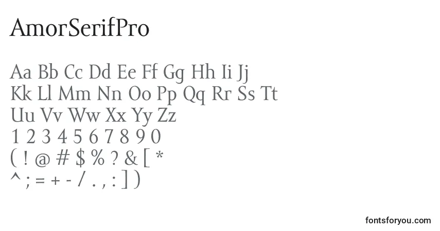 A fonte AmorSerifPro – alfabeto, números, caracteres especiais