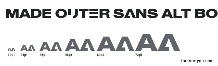 Размеры шрифта MADE Outer Sans Alt Bold PERSONAL USE